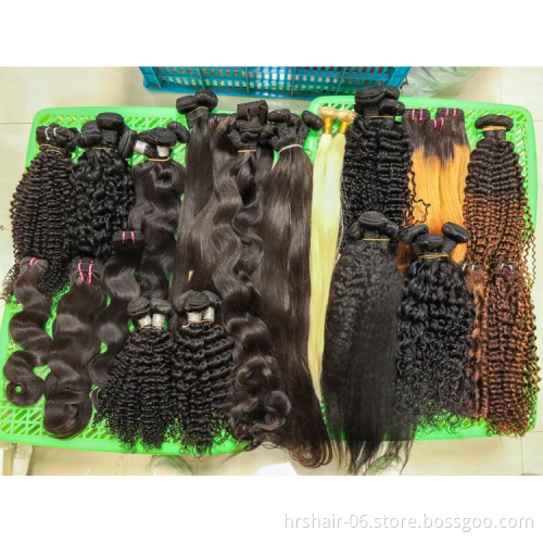Whosale Double Brown Bone Straight Cuticle Aligned Human Virgin Brazilian Straight Body  wave Hair Extension